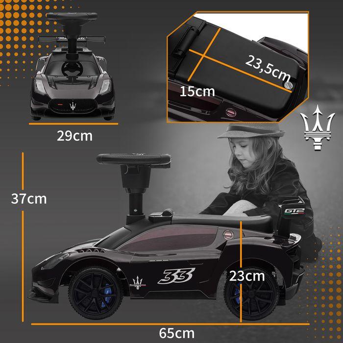 Produktbild Swisshandel24 Rutschauto, Bobby Car mit Stauraum, Hupe und Musik Schwarz 65 x 29 x 37 cm
