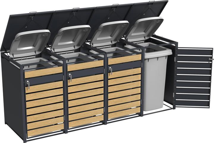 Immagine prodotto Axi Contenitore per rifiuti Lucas in metallo antracite/legno 4x 240L