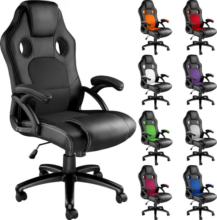 Produktbild tectake Sportsitz Chefsessel, Schwarz-Schwarz