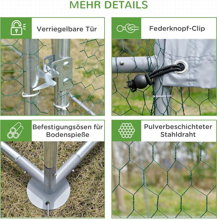 Actual product image PawHut Hühnerstall Stahl, Polyester Silber