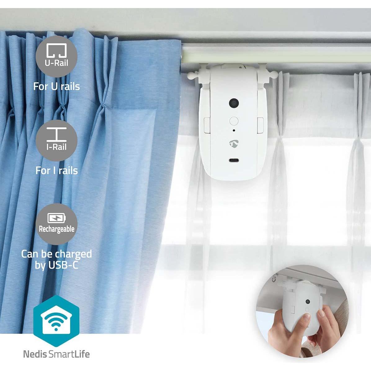 Thumbnail - Nedis, Vorhang Zubehör, SmartLife Vorhang Roboter Kabelanlage / U-Schiene Horizontale Vorhänge Batteriebetrieben