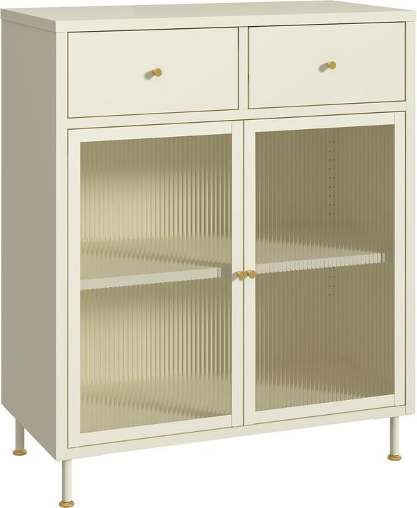 Image du produit En.Casa Sideboard Lindau Stahl 97x80x40 cm Cremeweiss (80 x 40 x 97 cm)