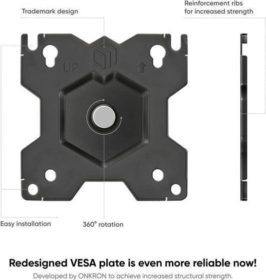Actual product image Onkron swivel Desk Mount for Monitor, 13 to 34" max 8 kg, black (34", 8 kg)