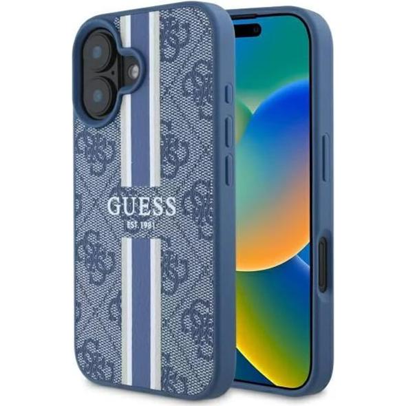 Guess GUHMP16SP4RPSB iPhone 16 6.1" niebieski/blue hardcase 4G Printed Stripes MagSafe (Apple iPhone 16), Smartphone Hül...