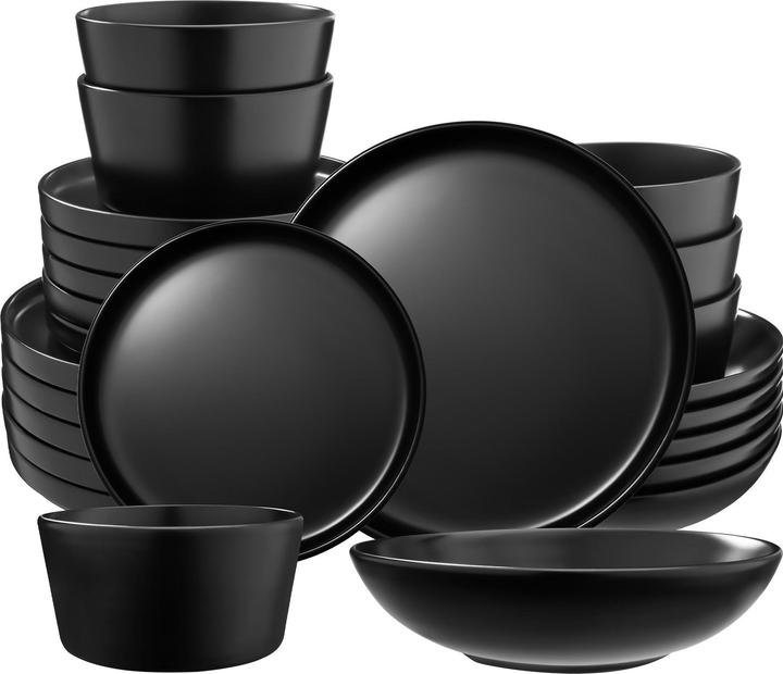 tectake Geschirrset Una, aus Steingut, für 6 Personen (24 Piece)
