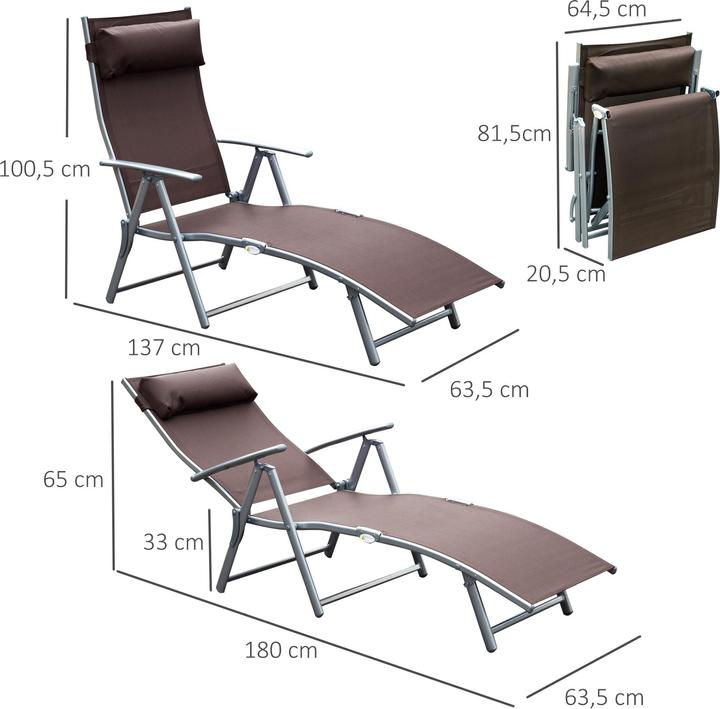 Image du produit Outsunny Chaise longue de jardin avec coussin (180 cm)