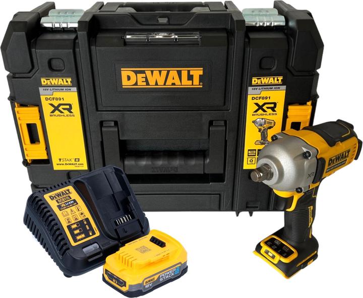 Produktbild DeWalt DCF 891 E1T Akku Schlagschrauber 18 V 1084 Nm 1/2" Brushless + 1x Powerstack Akku 1,7 Ah +