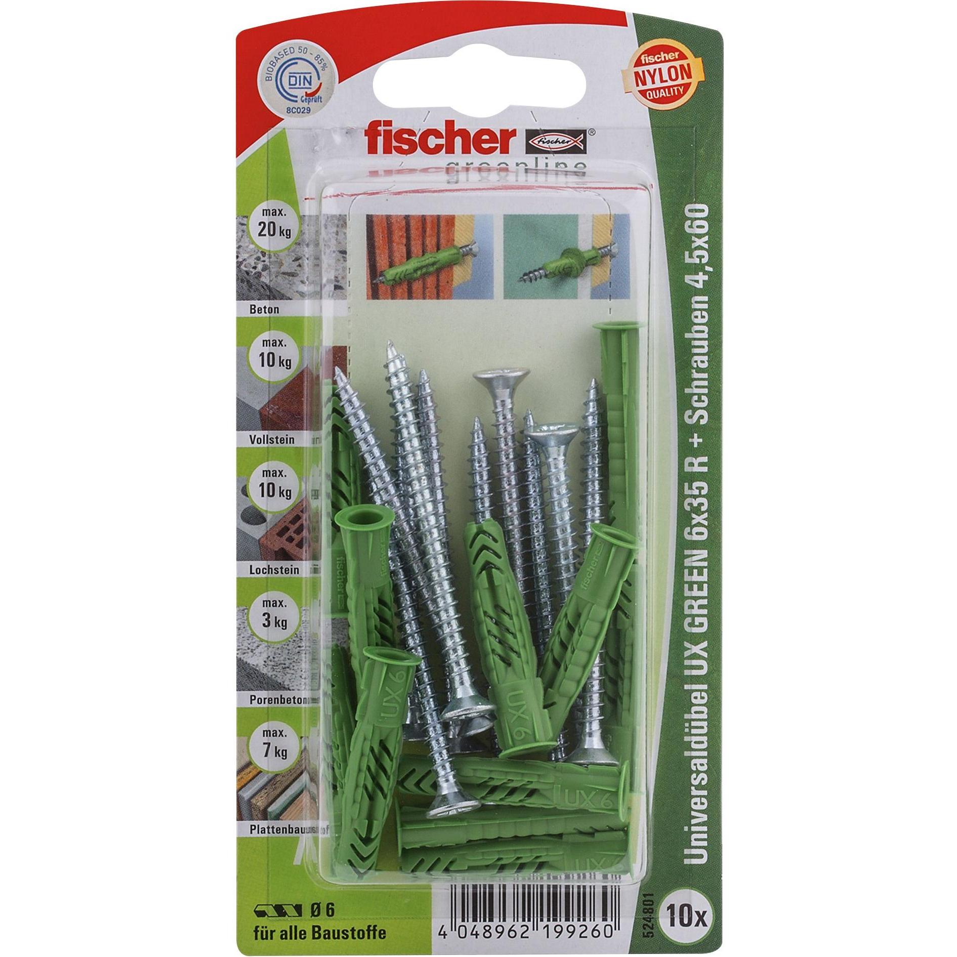 Fischer, Dübel, Universaldübel UX Green 6x35 R S K (10). (10 Stk.)