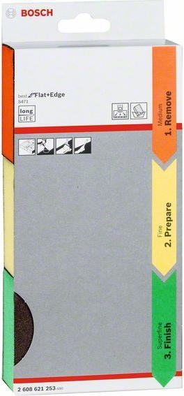 Produktbild Bosch Professional Zubehör EXPERT S471 Standard Block, 69 x 97 x 26 mm, M, F, SF, 3-tlg. (Mittel, Fein, Superfein)
