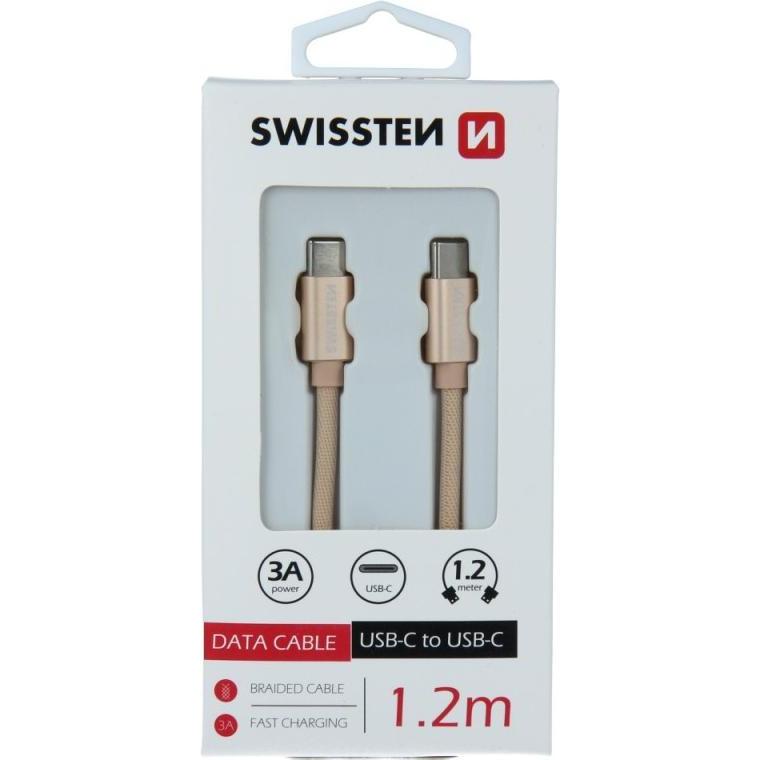 Swissten Datenkabel Textil USB-C / USB-C 1.2 M (1.20 m, USB 3.2 Gen 1), USB Kabel