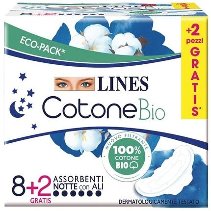 Produktbild Lines Cotone Cotton Night Pads x8+2 (1x)