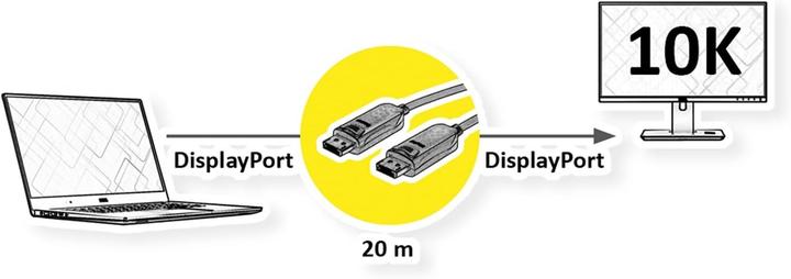 Produktbild Roline Câble DisplayPort v2.1 (AOC), M/M, 20 m (20 m)