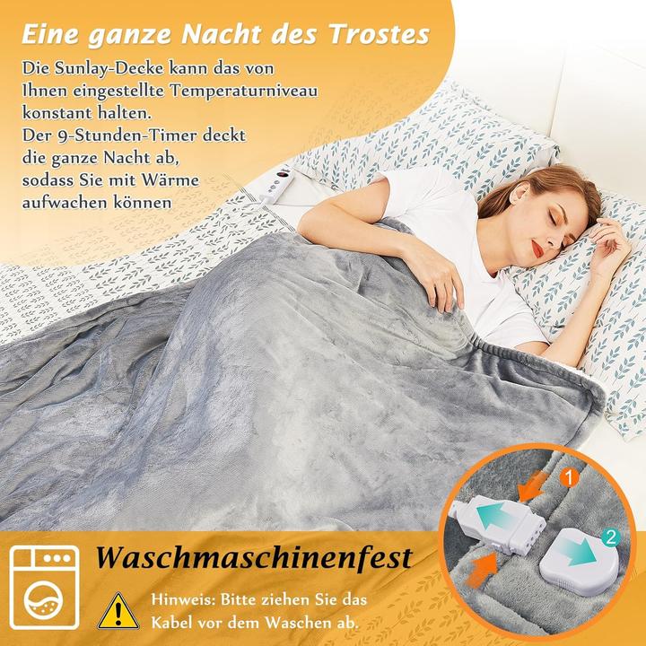 Produktbild Sunlay Heizdecke mit Auto-Off-Timer und Überhitzungsschutz (160 x 130 cm)
