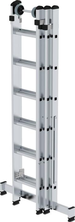 Produktbild Munk Sprossen-Mehrzweckleiter 3-teilig mit nivello-Traverse und Wandlaufrollen 3x6 Sprossen (Mehrzweckleiter, 306.70 cm)