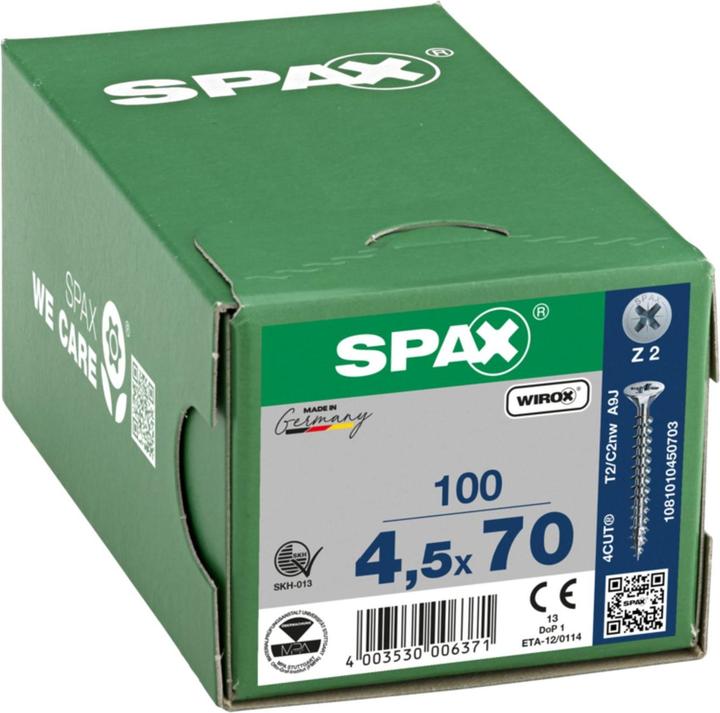 Actual product image Spax Senkmultikopf Kreuzschlitz Z2 Vollgewinde Wirox (100 Screws per piece, 4.5 x 70 mm)