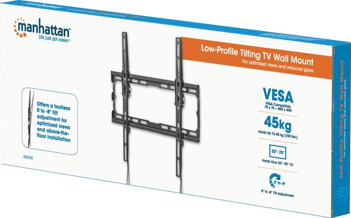 Actual product image Manhattan Ultra-flat TV wall mount for screens from 81.28 to 177.8cm from 32 to 70 inches and (Wall, 70", 48 kg)