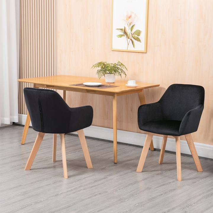 Image du produit Homcom Esszimmerstuhl Samt(100% Polyester), Gummiholz Schwarz