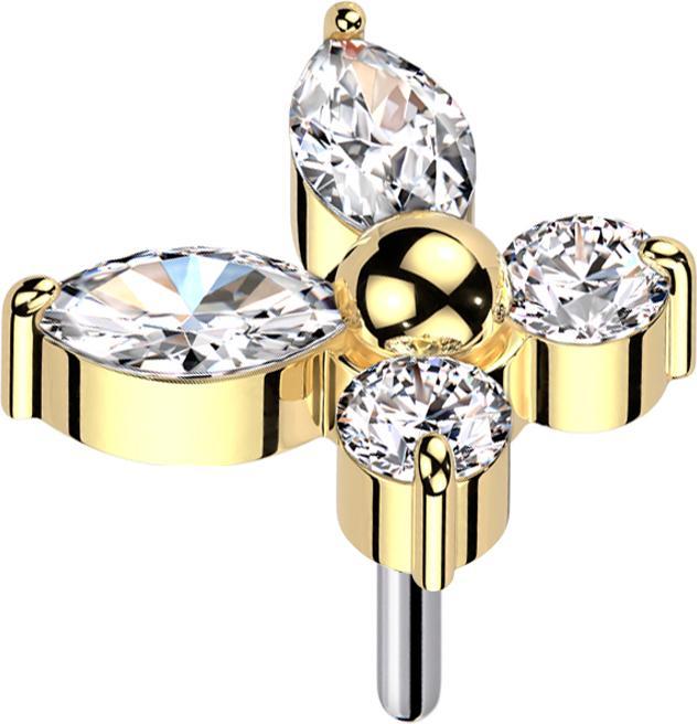 Immagine prodotto Star Piercing Farfalla Threadless Placcato oro Cristalli Argento (senza ottone, Titanio)