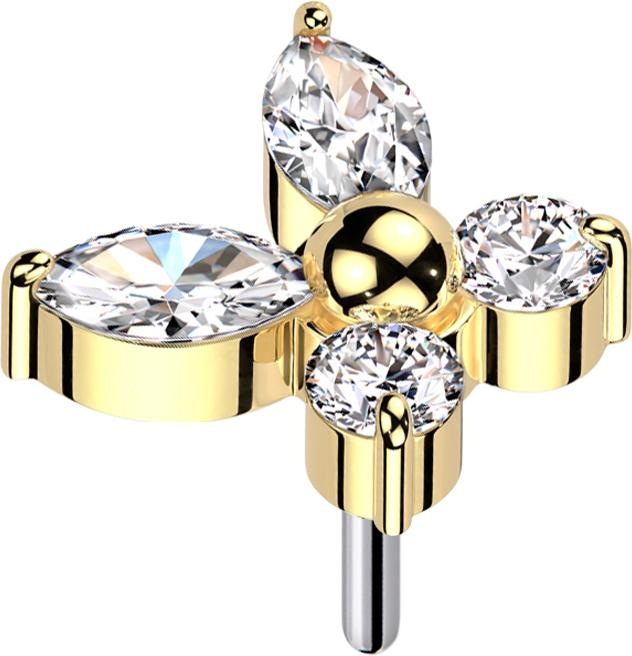 Produktbild Star Piercing Threadless Schmetterling vergoldet Kristalle silber (ohne Messing, Titan G23)