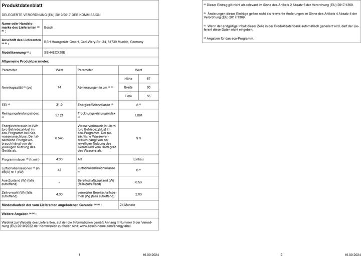 Image du produit Bosch Hausgeräte 60 TINT 44DB TIR 14C GLIS