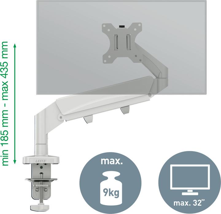 Image du produit Leitz Single Monitorarm Ergo (Tables, 32", 9 kg)