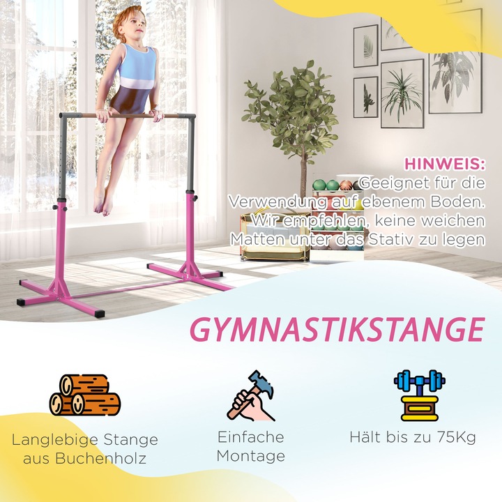 Produktbild Homcom Höhenverstellbare Gymnastikstange für Kinder
