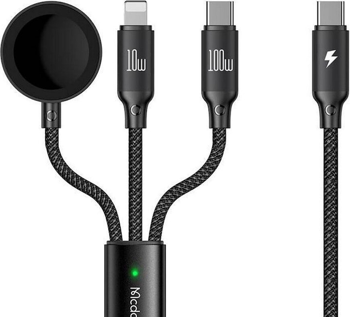 Mcdodo 3 in1 Set USB-C auf Typ-C & Lightning + Wireless Ladegerät für Apple Watch (1.20 m, USB 3.2 Gen 1)