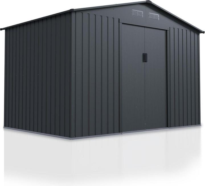 Actual product image Juskys Metall Geräteschuppen Gerätehaus M mit Pultdach - Dunkelgrau
