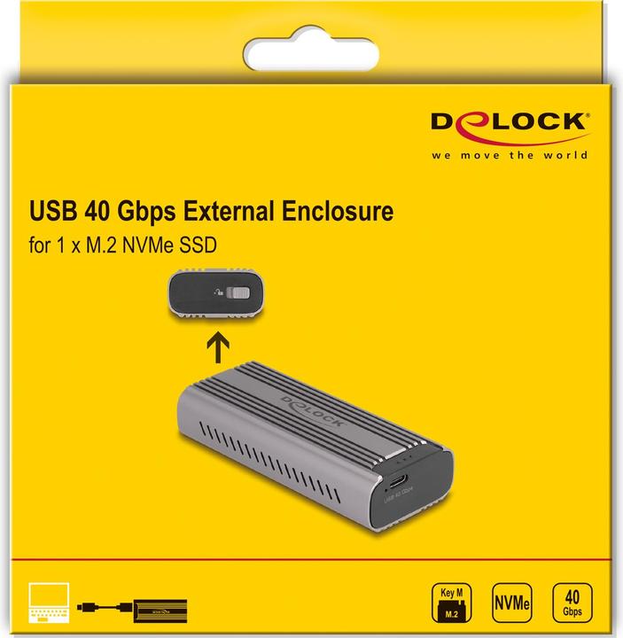 Immagine prodotto Delock Alloggiamento USB Type-C 40 Gbps per 1 SSD M.2 NVMe PCIe (M.2 2280, M.2 2242, M.2 2260)