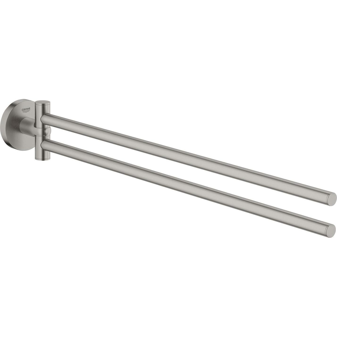 Grohe, Handtuchhalter + Handtuchhaken, Start QuickFix Handtuchhalter, 2-armig, klebbar, supersteel