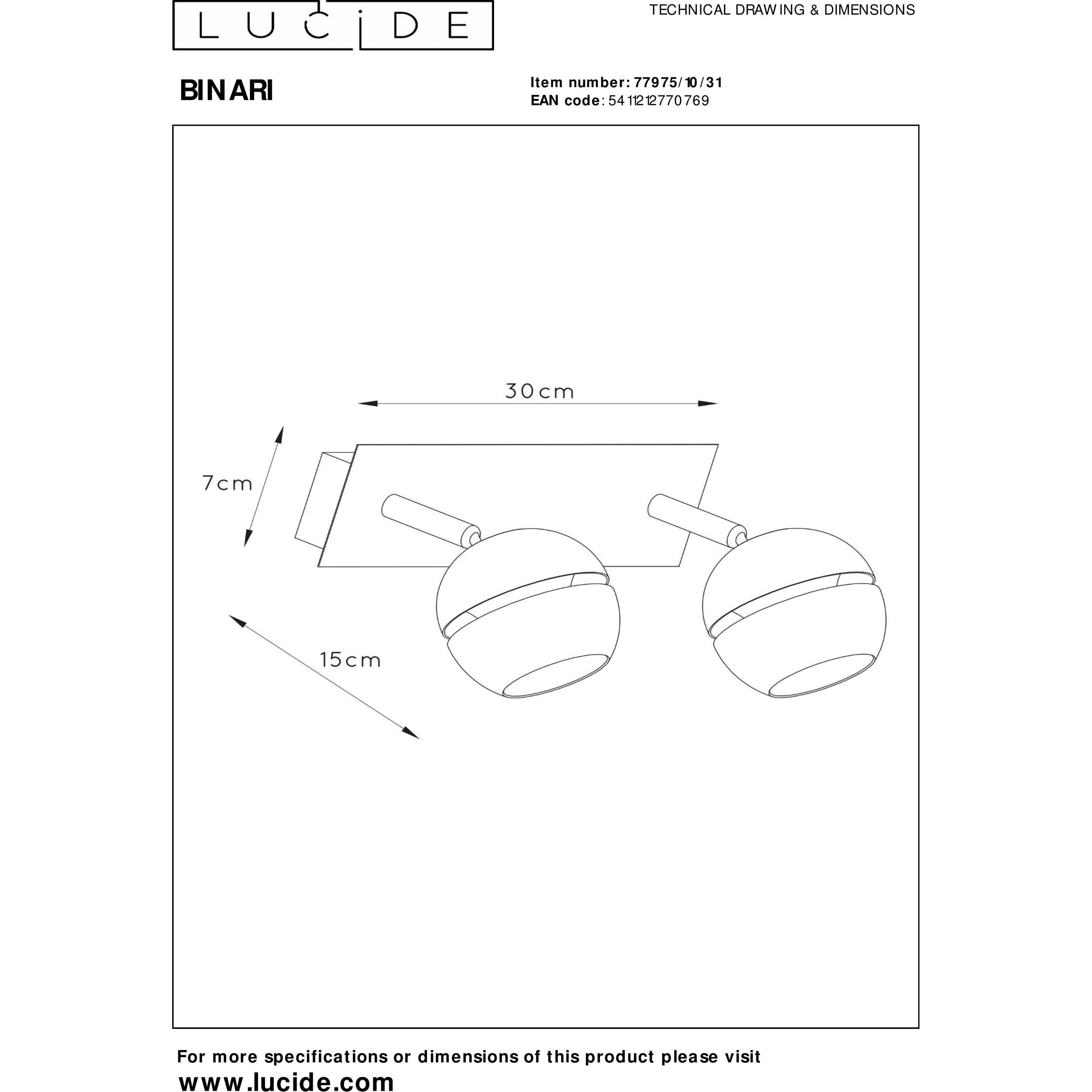 Thumbnail - Lucide, Wandleuchte + Deckenleuchte, Binari (760 lm)