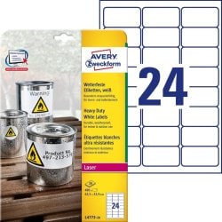 Produktbild Avery Dennison Etiketten Zweckform L4773, 63,5x33,9 mm, wasserfest, weiss, Pk. 480 Stk.