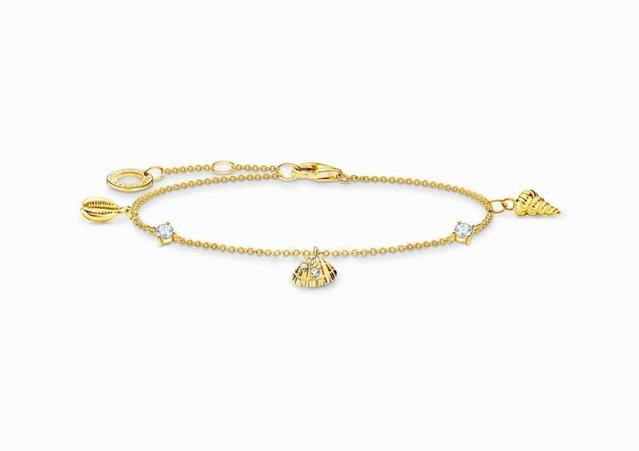 Immagine prodotto Thomas Sabo Bracciale conchiglie e pietre bianche oro (19 cm, Doratura in oro giallo 750, Argento 925)