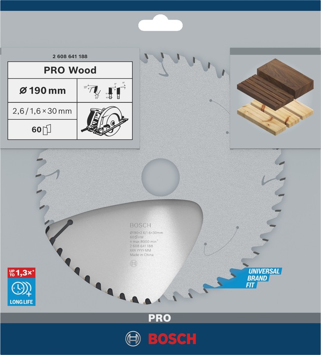 Actual product image Bosch Professional Zubehör PRO Wood circular saw blade, 190 x 2.6 x 30 mm