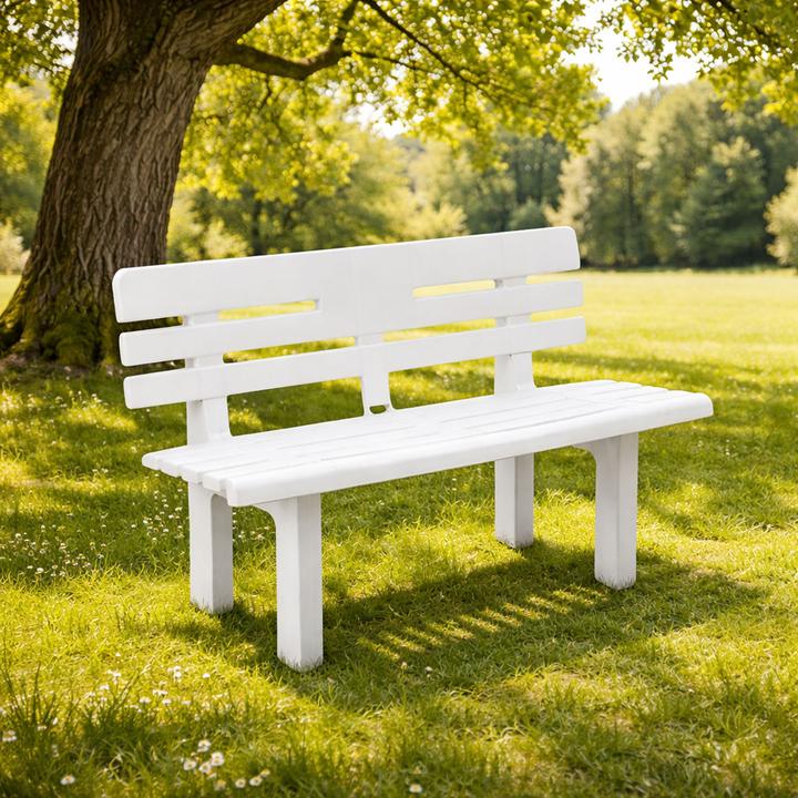 Actual product image Mojawo Stabile Parkbank Kunststoff Gartenbank Sitzbank 110x52x71cm Weiss