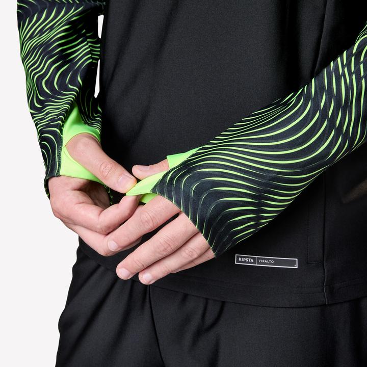 Actual product image Kipsta Damen/Herren Fussball Sweatshirt 1/2 Zip - VIRALTO Wave schwarz/neongelb (XL)