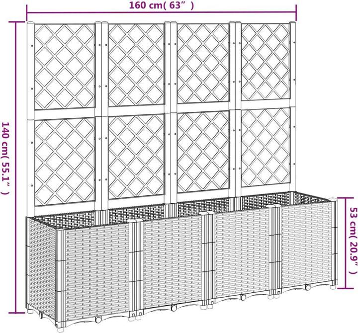 Image du produit vidaXL Pflanzkübel mit Rankgitter PP