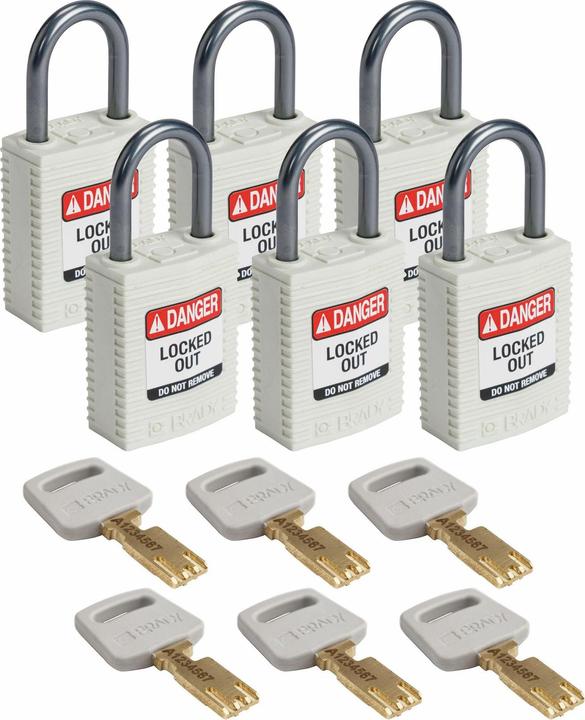 Actual product image Brady SafeKey Compact nylon padlocks with aluminium shackle for lockout applications