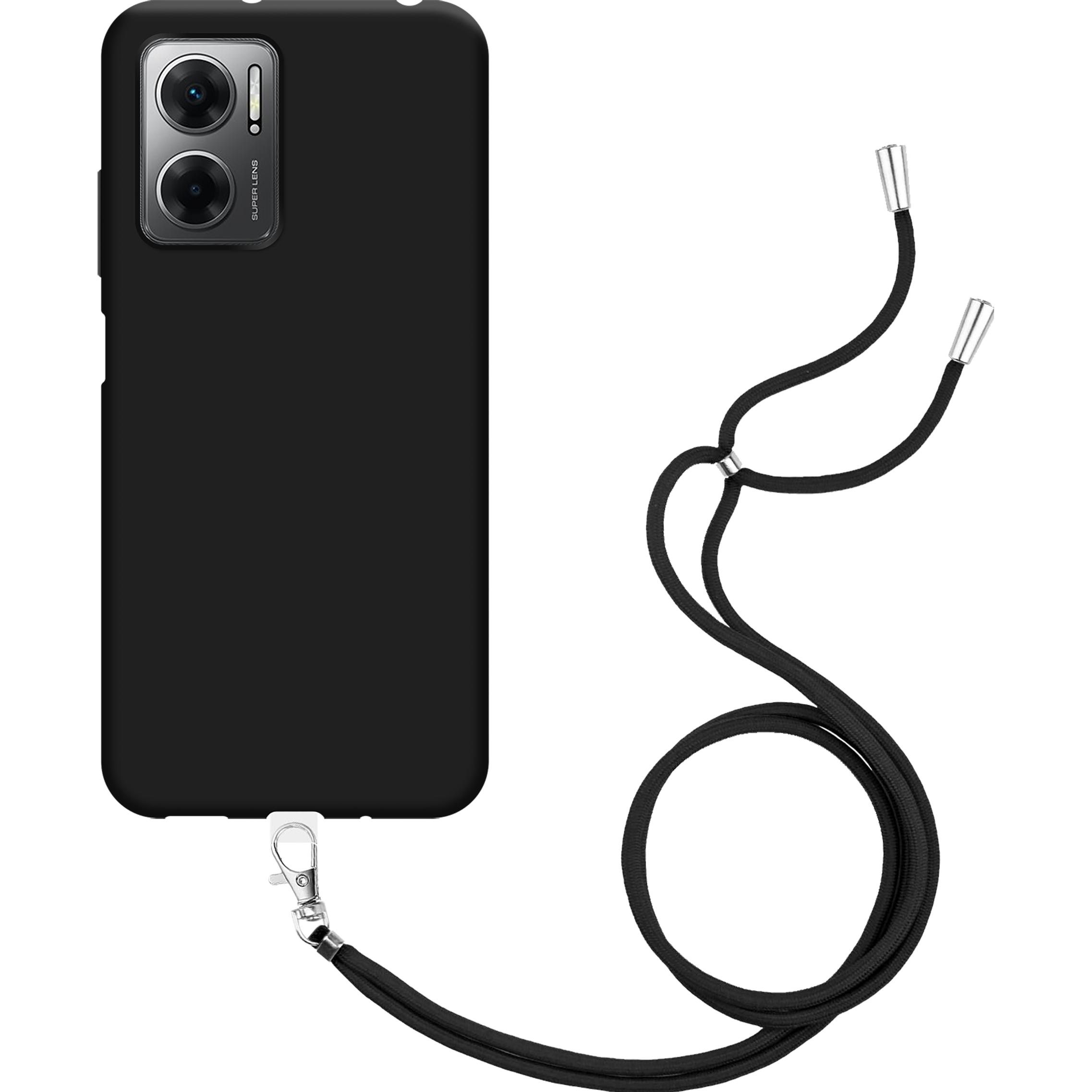 Thumbnail - Cazy Handykette Hülle Kompatibel mit Xiaomi Redmi 10 5G - Silikon Handyhülle mit Band Necklace Hülle -, Handykette, Schw...