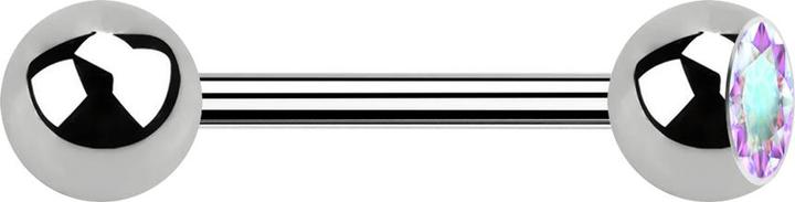 Actual product image Star Piercing Barbell silver with ball and ball crystal multicolour (Titanium G23, without brass)