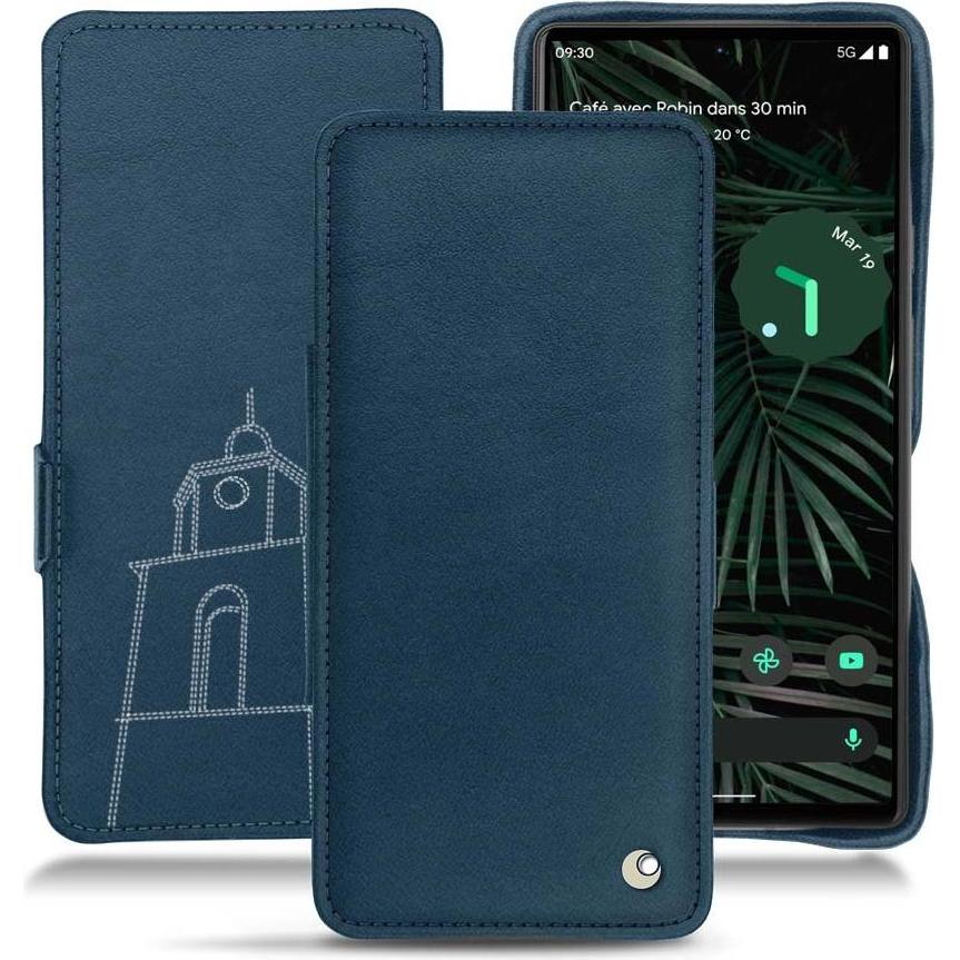 Noreve Lederschutzhülle horizontal (Google Pixel 6 Pro), Smartphone Hülle, Blau
