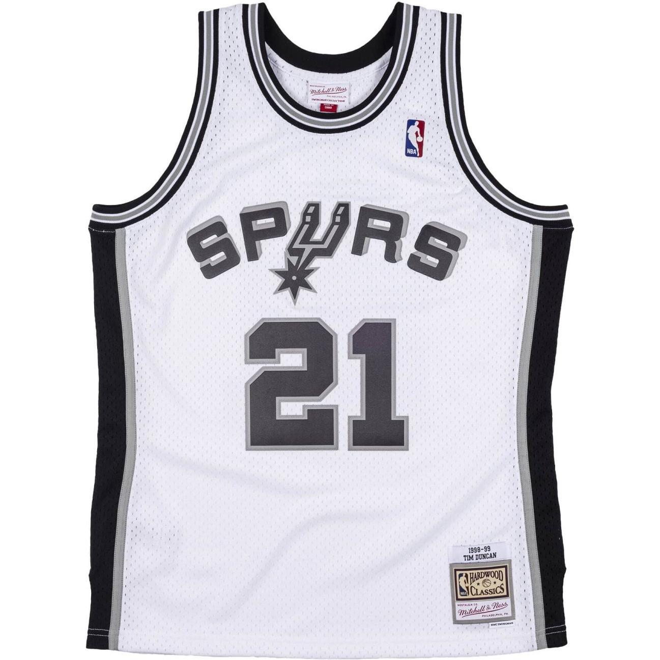 Thumbnail - Mitchell & Ness, Herren, Sportshirt, Swingman Mesh Jersey San Antonio Spurs 1998-99 Tim Duncan XL (XL), Weiss, XL