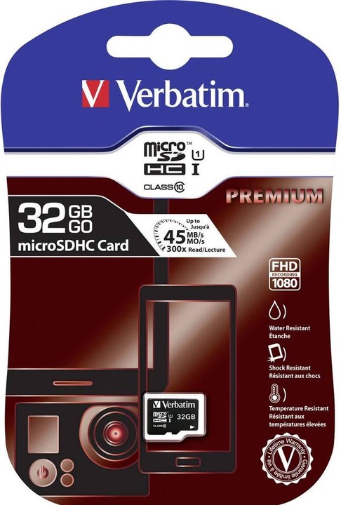Actual product image Verbatim Micro SDHC Card (32 GB, microSDHC, U1, UHS-I)