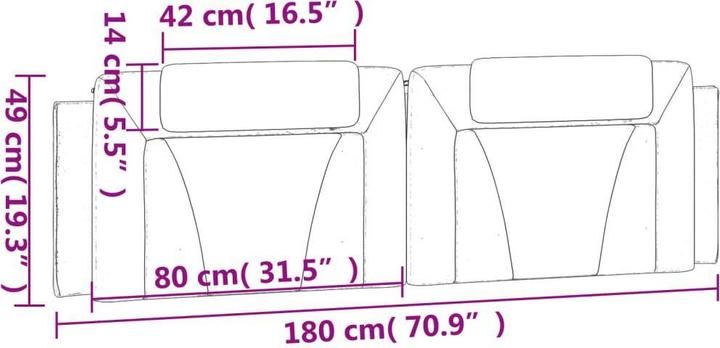 Immagine prodotto vidaXL Kopfteil-Kissen (180 x 3 x 49 cm)