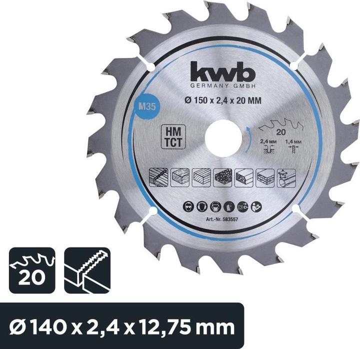Productafbeelding kwb Cirkelzaagblad HM Medium Ø 150x20 Z20