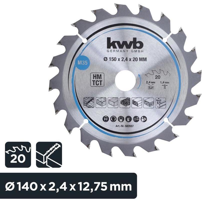 Thumbnail - kwb, Sägeblatt, Kreissägeblatt HM Mittel Ø 150x20 Z20