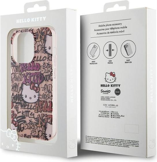 Productafbeelding Hello Kitty HKHCP15LHDGPTP iPhone 15 Pro 6.1" różowy/roze hardcase IML Tags Graffiti (Apple iPhone 15 Pro)