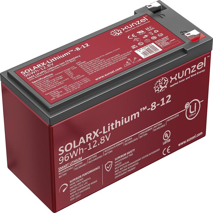 Immagine prodotto Xunzel Batteria al litio Solarx 12V (12 V, 8 Ah)