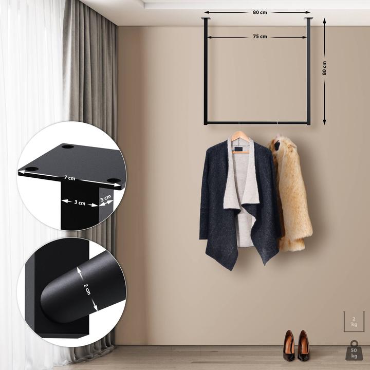 Produktbild CLP Kleiderstange Fenton aus Metall für Deckenmontage