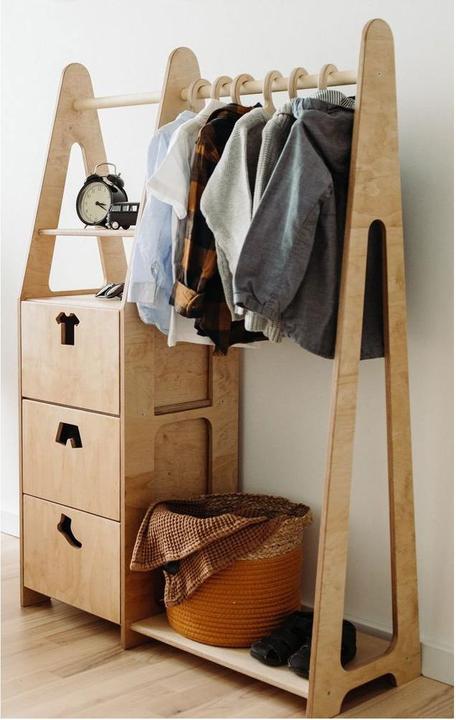 Image du produit Duck Woodworks Porte-manteau pour enfants avec tiroirs